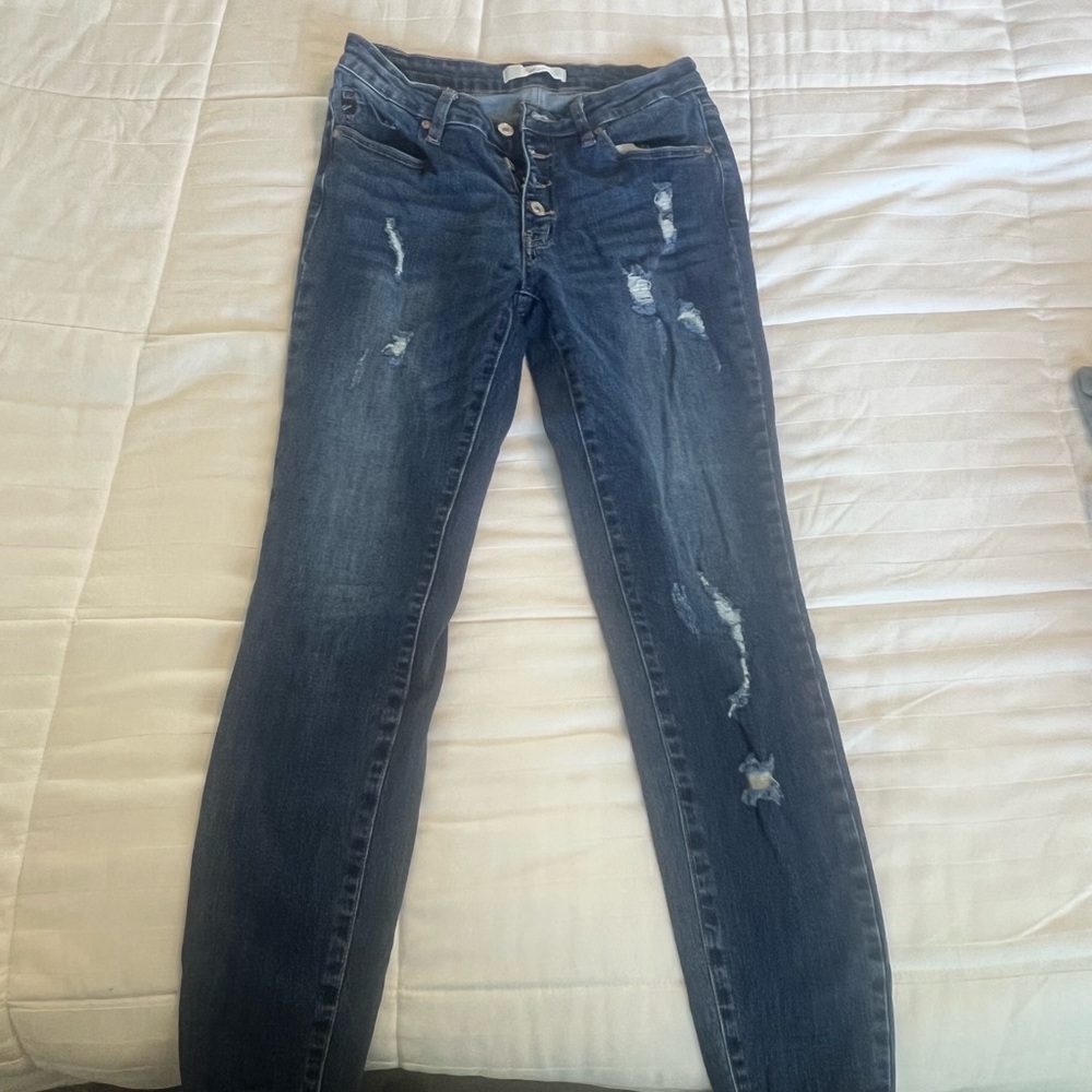 KanCan Dark Blue Distressed Skinny Jeans